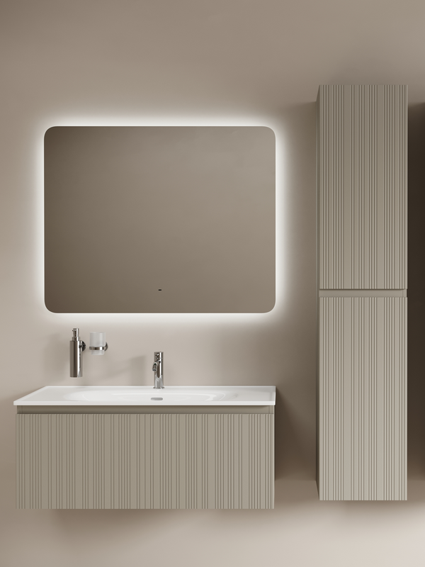 Мебель для ванной комнаты Sancos Code 100 подвесная, серая платина