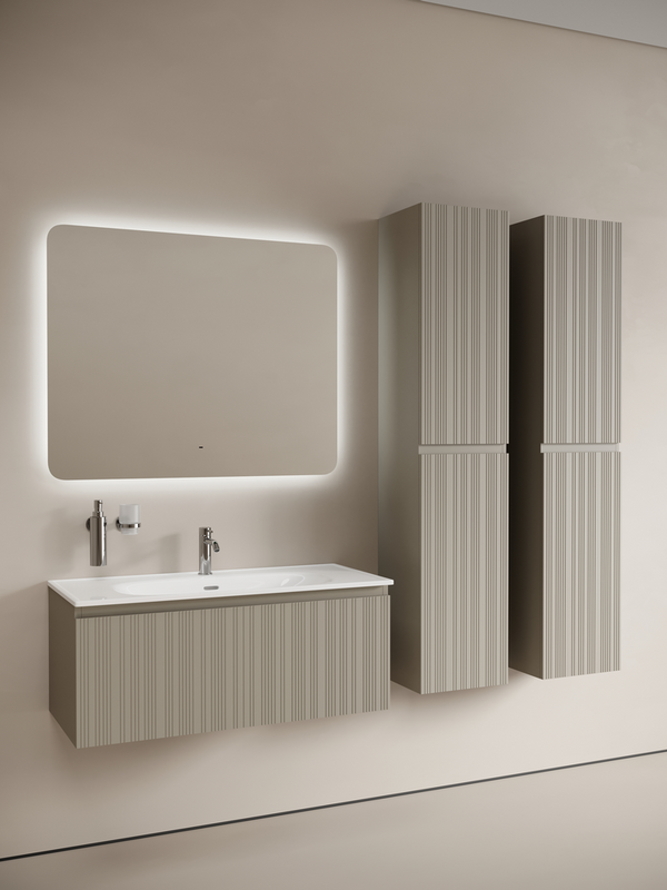 Мебель для ванной комнаты Sancos Code 100 подвесная, серая платина