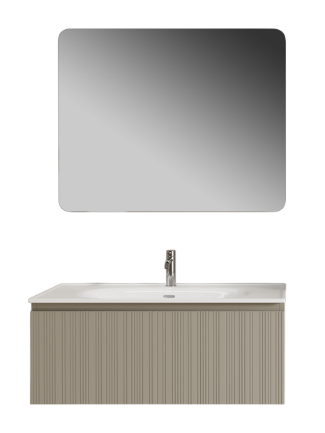 Мебель для ванной комнаты Sancos Code 100 подвесная, серая платина