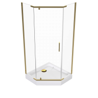 Душевой уголок Triton Дека -Голд 90х90х207, с поддоном, профиль золото, стекло прозрачное