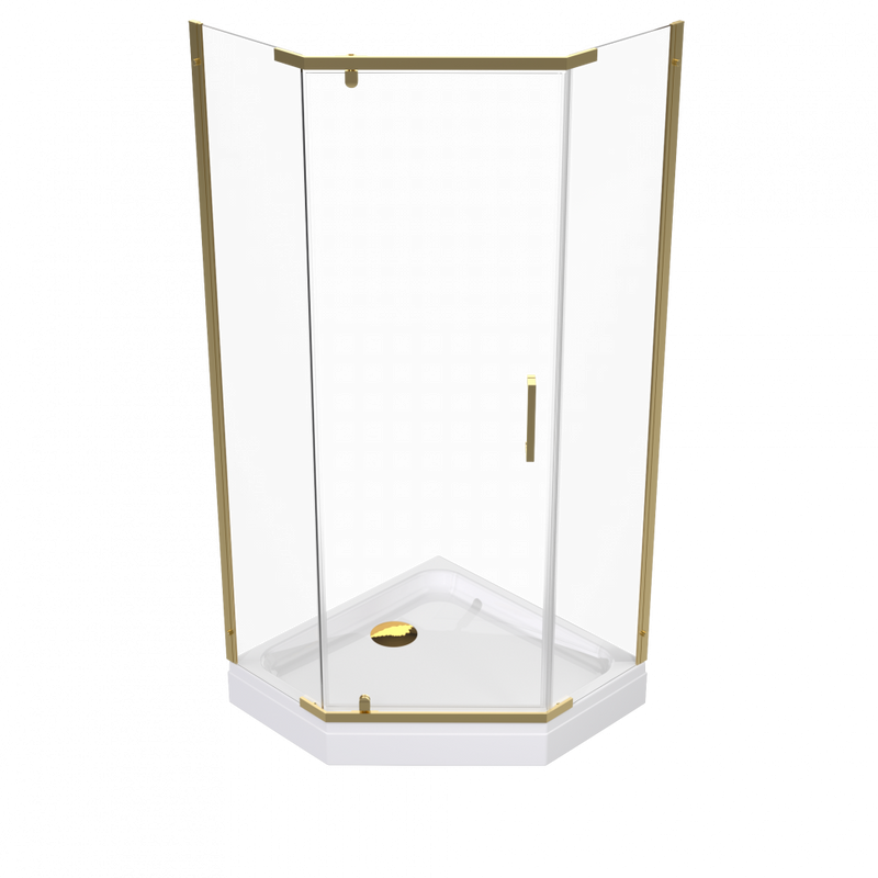 Душевой уголок Triton Дека -Голд 90х90х207, с поддоном, профиль золото, стекло прозрачное