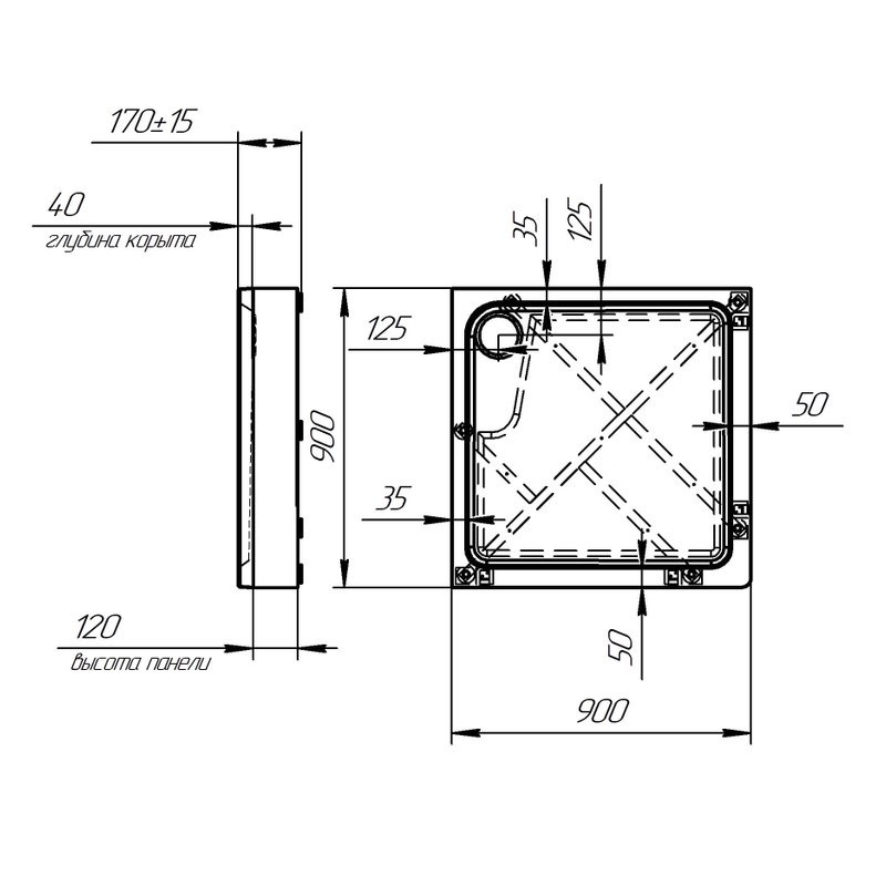 Поддон для душа Radomir Берген SQ 90х90 см, слив хром