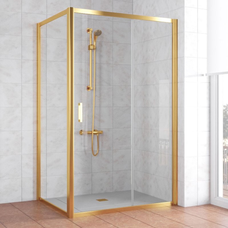 Душевой уголок Vegas Glass ZP+ZPV 120*80 09 01 профиль золото, стекло прозрачное