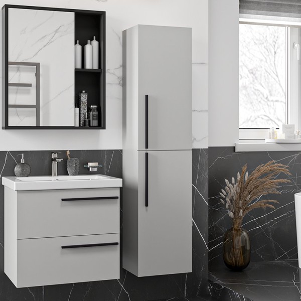 Шкаф пенал для ванной Misty Ненси 35 универсальный, серый