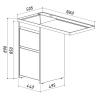 Тумба с раковиной Belux Ока Н 44-02 L напольная, 2 ящика, глянцевая белая