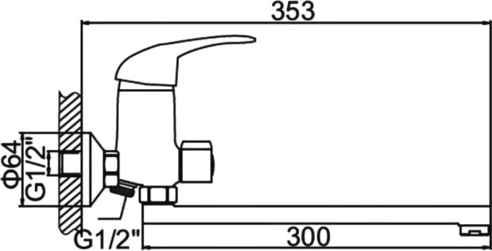 Смеситель с длинным изливом для ванны D-lin 602-8 D146602-8 хром