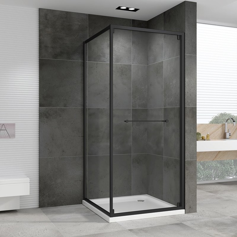 Душевой уголок Abber Schwarzer Diamant AG0A090B 90х90 см, профиль матовый черный, стекло прозрачное