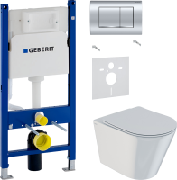 Комплект Унитаз подвесной IDDIS Calipso + Звукоизоляция Geberit + Инсталляция Duofix Delta 458.163.21.1 с кнопкой смыва, хром