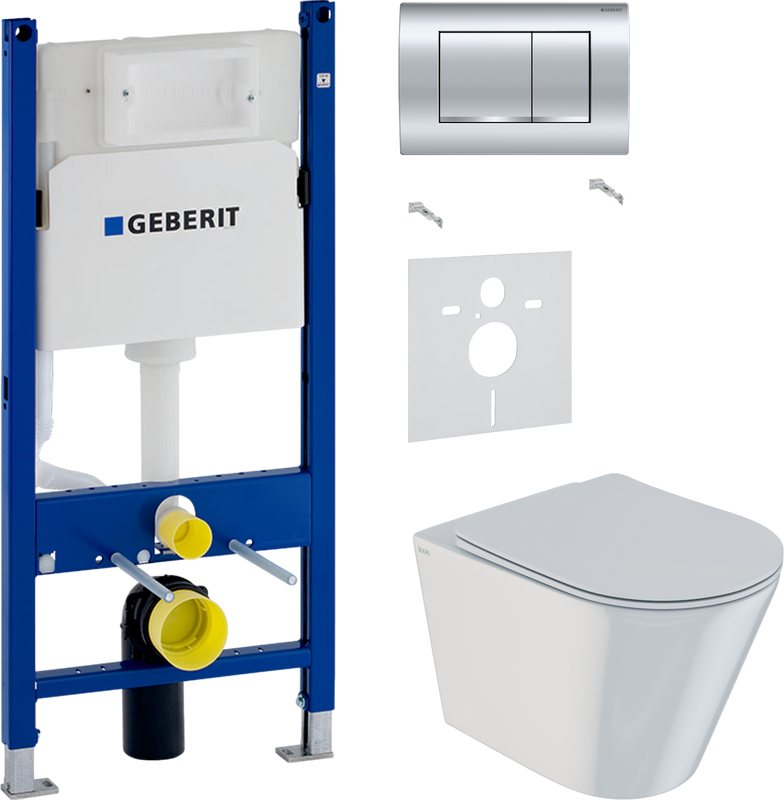 Комплект Унитаз подвесной IDDIS Calipso + Звукоизоляция Geberit + Инсталляция Duofix Delta 458.163.21.1 с кнопкой смыва, хром