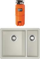 Комплект Мойка Omoikiri Kata 55-2-U-PA пастила + Измельчитель Nagare slim 500