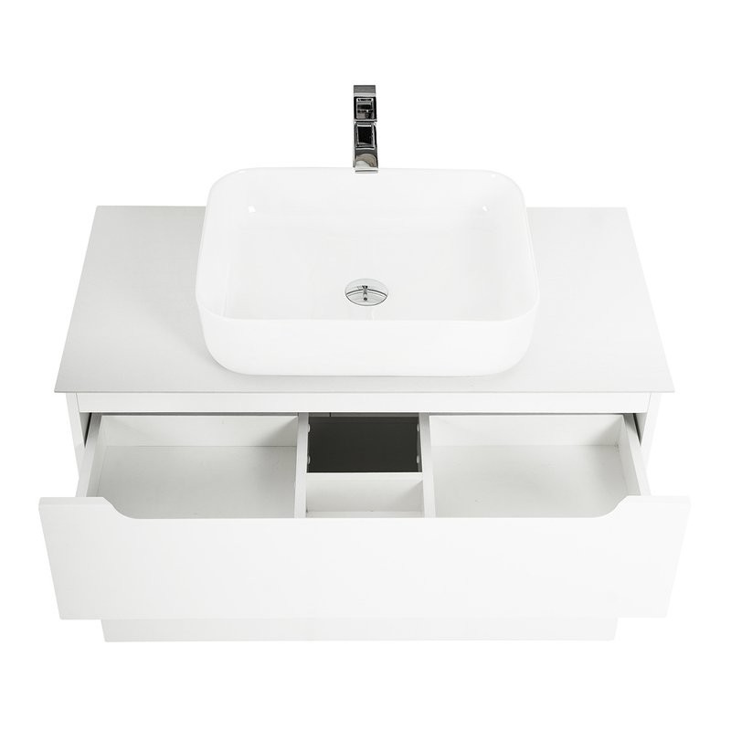 Тумба под раковину со столешницей BelBagno Etna 100 2 ящика, bianco lucido