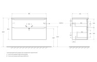 Тумба под раковину со столешницей BelBagno Etna 100 2 ящика, bianco lucido