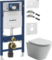 Комплект Унитаз подвесной Ceramicanova Balearica Rimless CN6000 белый + Крепления Geberit Duofix 111.815.00.1 к стене + Звукоизоляция + Инсталляция UP 320 111.300.00.5 + Кнопка Sigma 01 115.770.11.5 белая