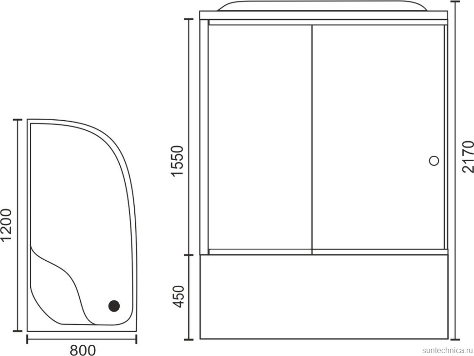 Душевая кабина Royal Bath RB 8120BK1-M L с высоким поддоном, с сиденьем