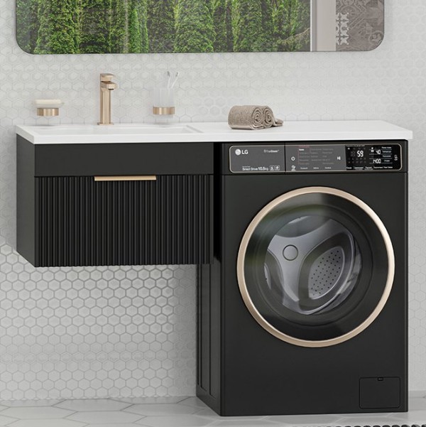 Тумба под раковину Brevita Enfida 60 подвесная, под стиральную машину, черная