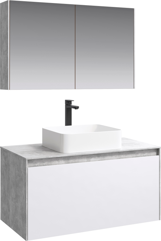 Мебель для ванной комнаты Aqwella 5 stars Mobi 100 бетон светлый, белый