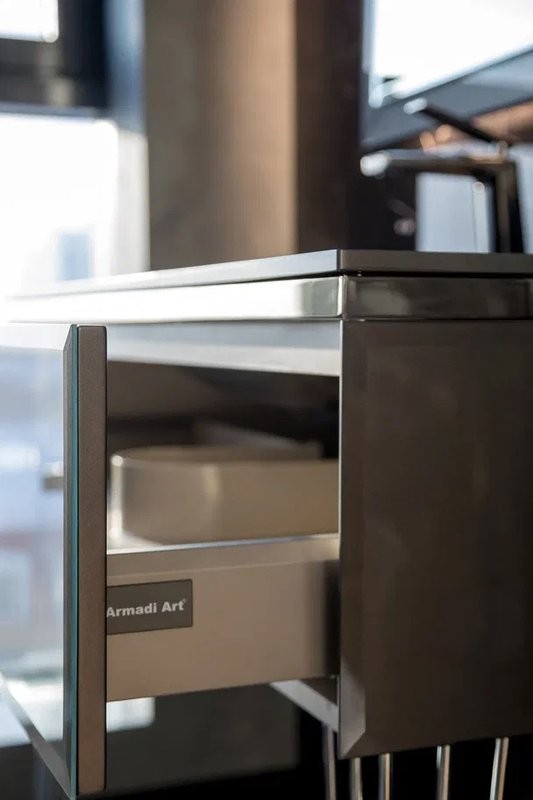 Тумба под раковину Armadi Art Lucido 100 глянцевый графит