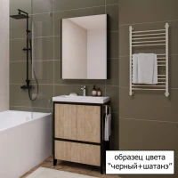 Тумба с раковиной Velvex Klaufs 80.2D.1Y черная, шатанэ, напольная