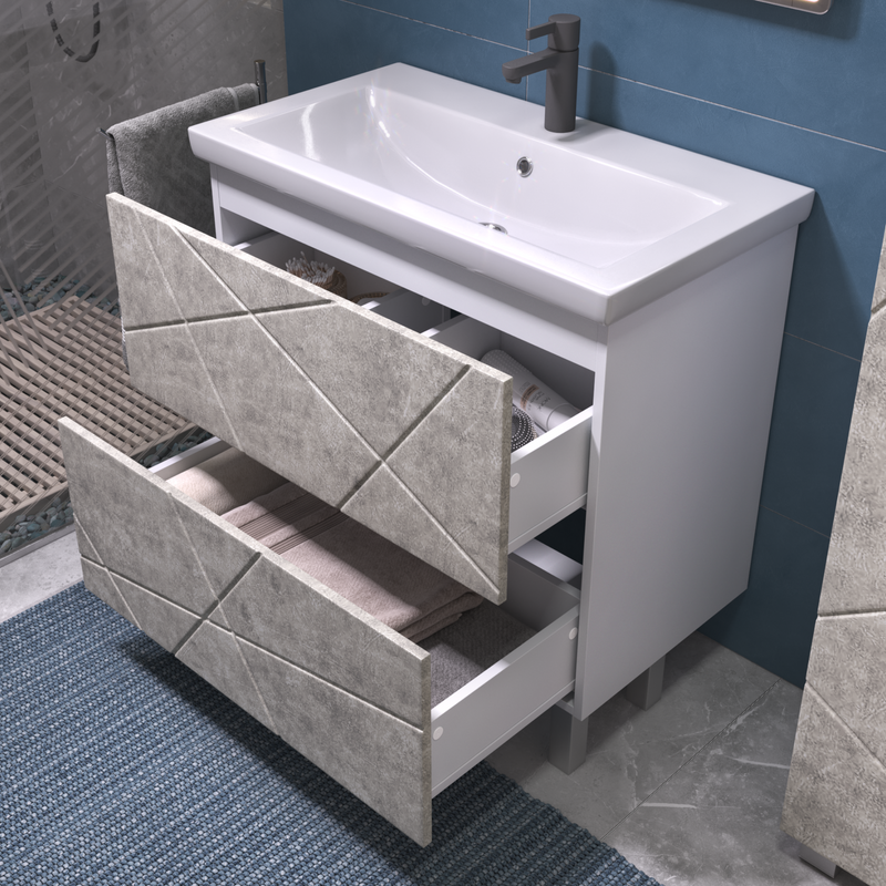 Мебель для ванной комнаты Vigo Geometry 80 напольная, бетон, раковина Como 80