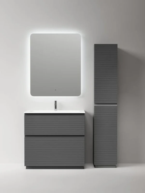 Мебель для ванной комнаты Sancos Folk Floor 90 напольная, grey soft, раковина CN7019