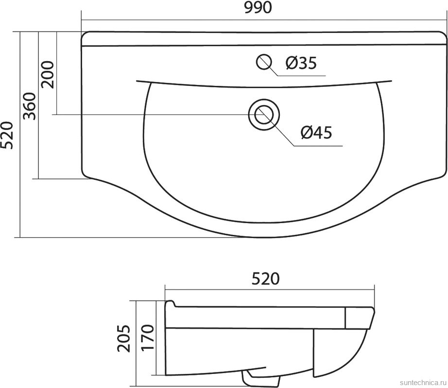 Тумба с раковиной СаНта Эльбрус 100