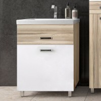 Тумба под раковину Style Line Ориноко 60 с бельевой корзиной, белая, ориноко