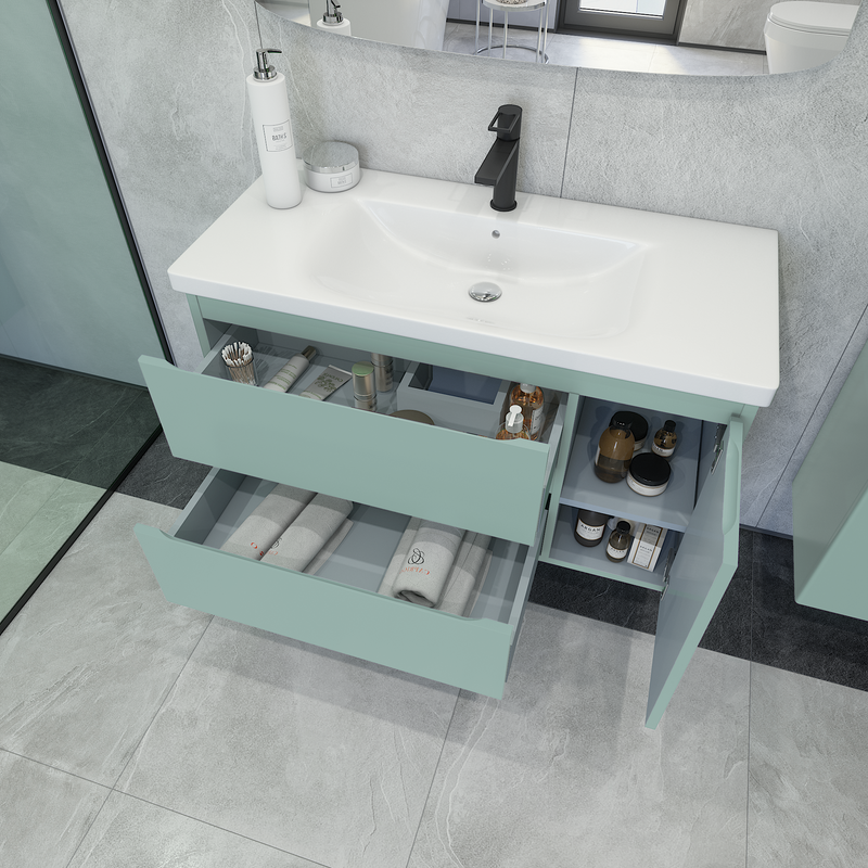 Тумба с раковиной Caprigo Forte 100 R подвесная, селесте