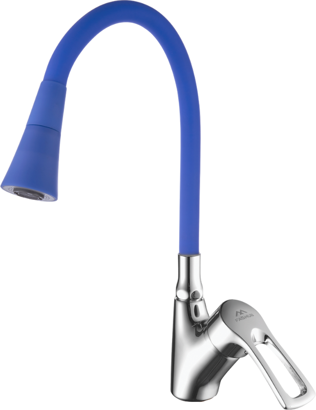 Смеситель для кухни Fashun A4466+A7351 с гибким изливом, хром, синий