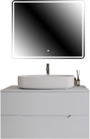 Мебель для ванной комнаты Orange Line 100 подвесная, 2 ящика, матовая белая с раковиной B07-675W