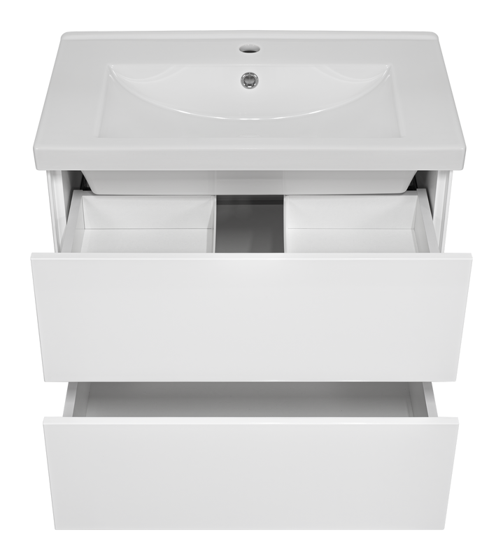 Тумба с раковиной Misty Твист 70 белая глянцевая