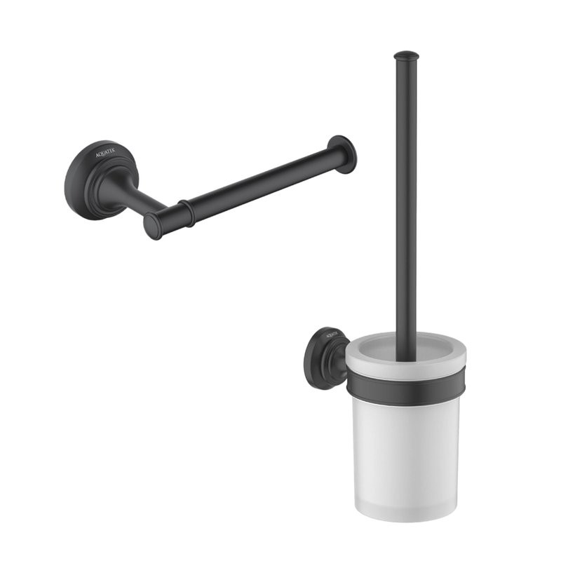 Набор Держатель AQUATEK Классик AQ4508MB матовый черный + Ершик AQ4510MB матовый черный