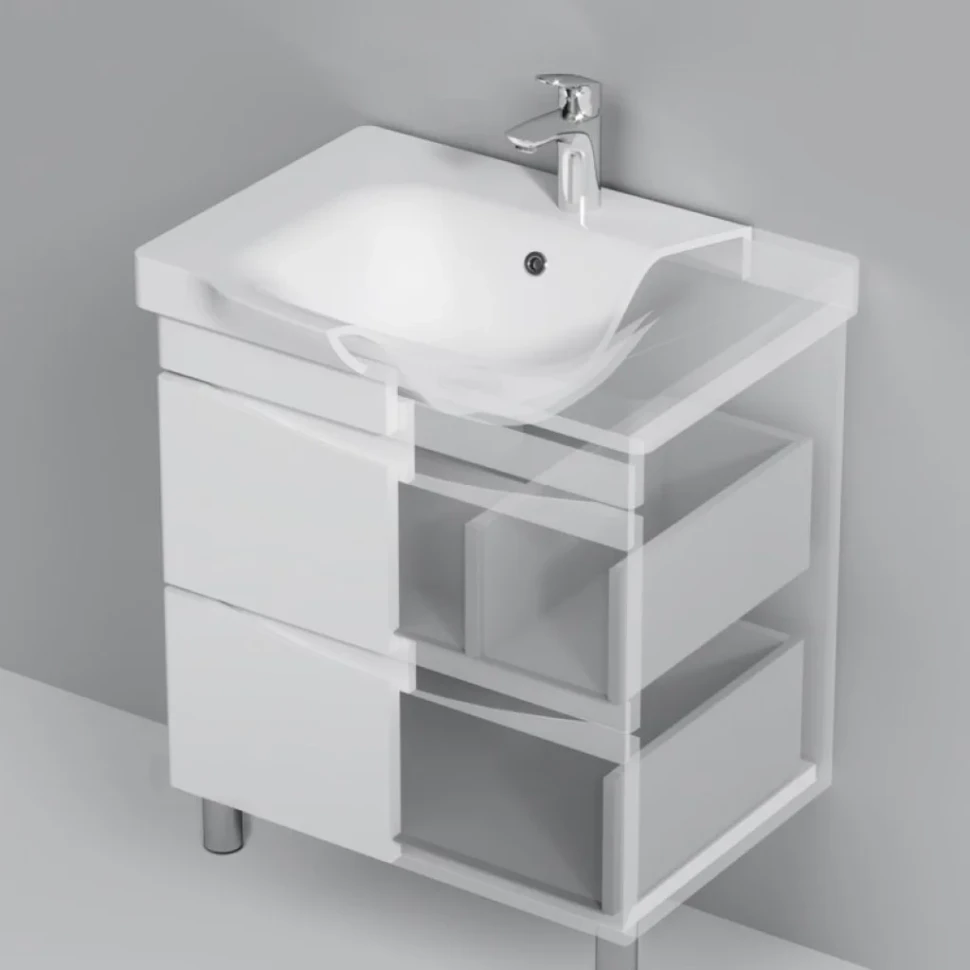 Тумба с раковиной AM.PM Like 65 напольная, белый глянец