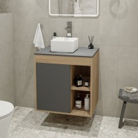 Тумба с раковиной Teymi Nura 60 дуб эврика, матовый графит, раковина Helmi Mini 24