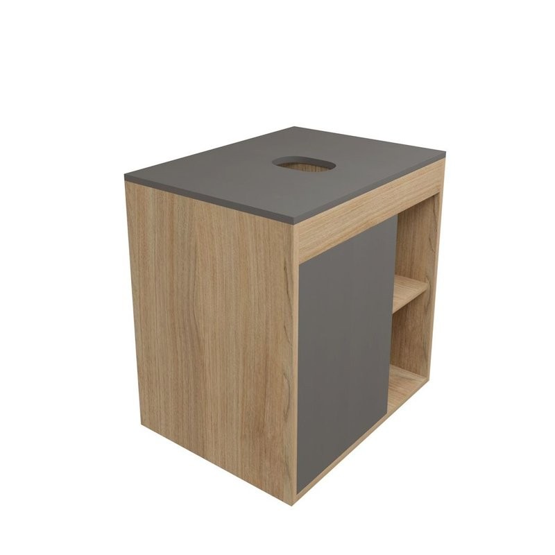 Тумба с раковиной Teymi Nura 60 дуб эврика, матовый графит, раковина Helmi Mini 24