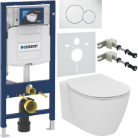 Комплект Унитаз подвесной Ideal Standard Connect AquaBlade E047901 + Крышка E772401 с микролифтом + Инсталляция Geberit Duofix UP 320 111.300.00.5 + Кнопка Sigma 01 115.770.11.5 белая + Крепления 111.815.00.1 к стене + Звукоизоляция
