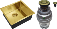 Комплект Мойка Zorg Inox PVD SZR-4844 bronze + Измельчитель ZR-75 D BRONZE