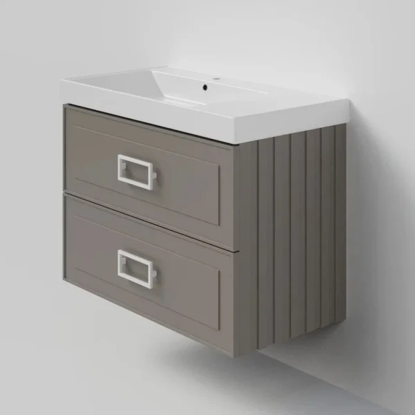 Тумба под раковину La Fenice CUBO Twin Cappuccino бежевая матовая 90 см Черная ручка