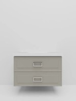 Тумба под раковину La Fenice CUBO Twin Cappuccino бежевая матовая 90 см Черная ручка