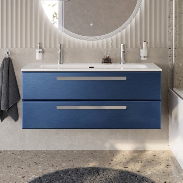 Тумба с раковиной Cezares Eco Cer-N 120 sapfiro, раковина Eco 120-1-2, ручки серые