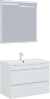 Тумба под раковину без столешницы Aquanet Нота new 90 подвесная, белая глянцевая