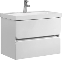 Тумба с раковиной Belux Бостон 70 подвесная, белая глянцевая, 2 ящика