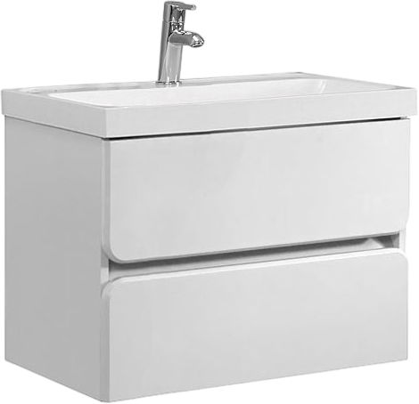 Тумба с раковиной Belux Бостон 70 подвесная, белая глянцевая, 2 ящика