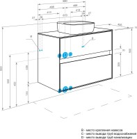 Тумба с раковиной AQUATON Либерти 100 со столешницей белый глянец, раковина Одри 62