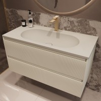Тумба с раковиной Vincea Welle 100 m.beige soft-touch, раковина VCB-4H100J жасмин