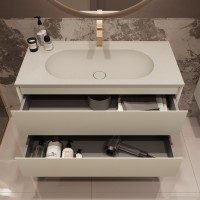 Тумба с раковиной Vincea Welle 100 m.beige soft-touch, раковина VCB-4H100J жасмин