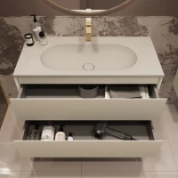 Тумба с раковиной Vincea Welle 100 m.beige soft-touch, раковина VCB-4H100J жасмин