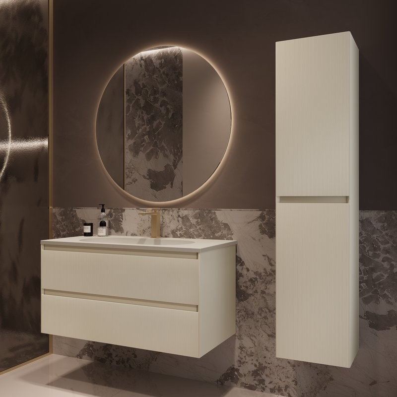 Тумба с раковиной Vincea Welle 100 m.beige soft-touch, раковина VCB-4H100J жасмин