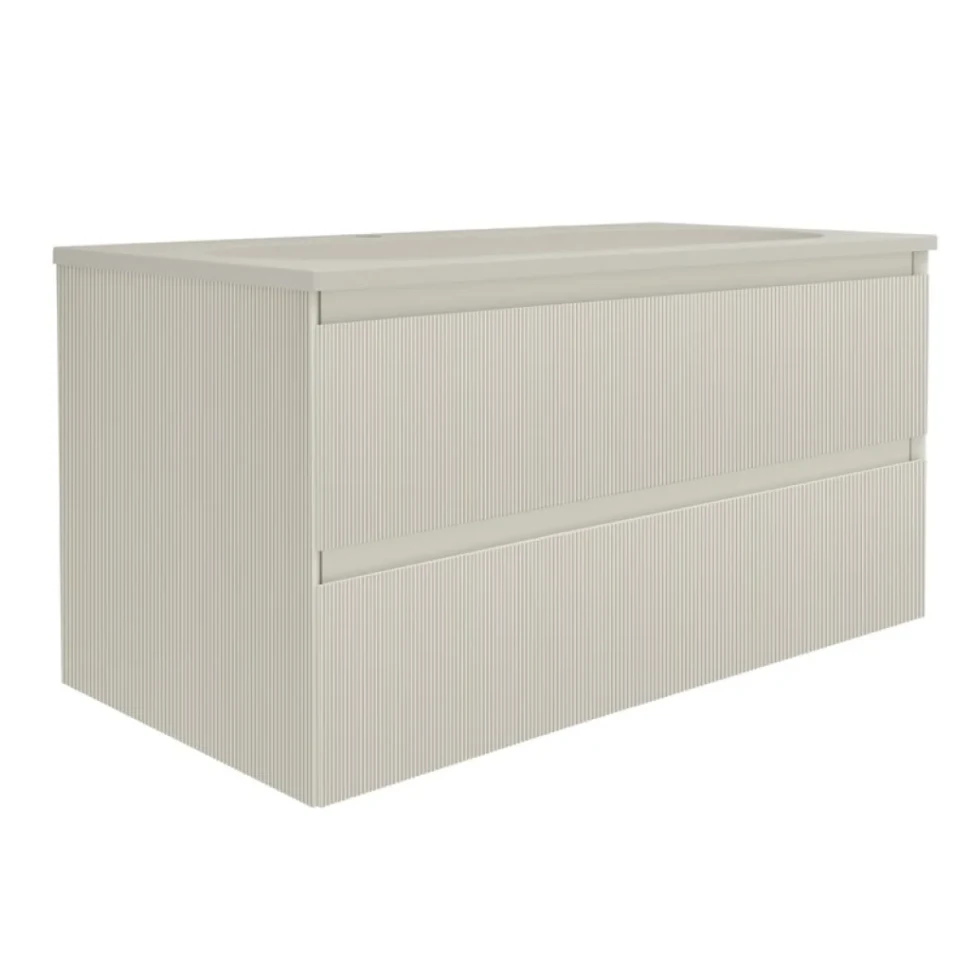 Тумба с раковиной Vincea Welle 100 m.beige soft-touch, раковина VCB-4H100J жасмин