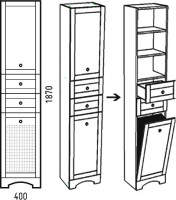 Шкаф-пенал для ванной Corozo Техас 40 с корзиной