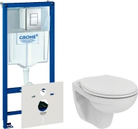 Комплект  Унитаз подвесной Ideal Standard Eurovit K881201 безободковый + Система инсталляции для унитазов Grohe Rapid SL 38772001, 3 в 1 с кнопкой смы